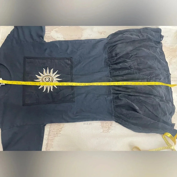 Vintage Johnny Was T-Shirt Dress Embroidered Cotton & Silk Size Medium Black - Picture 8 of 8